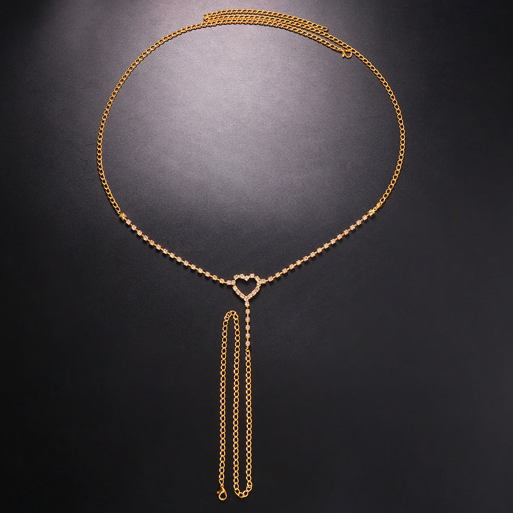 Whale Tale Rhinestone Heart Waist Chain