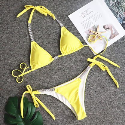 Crystal Embellished Bikini Set