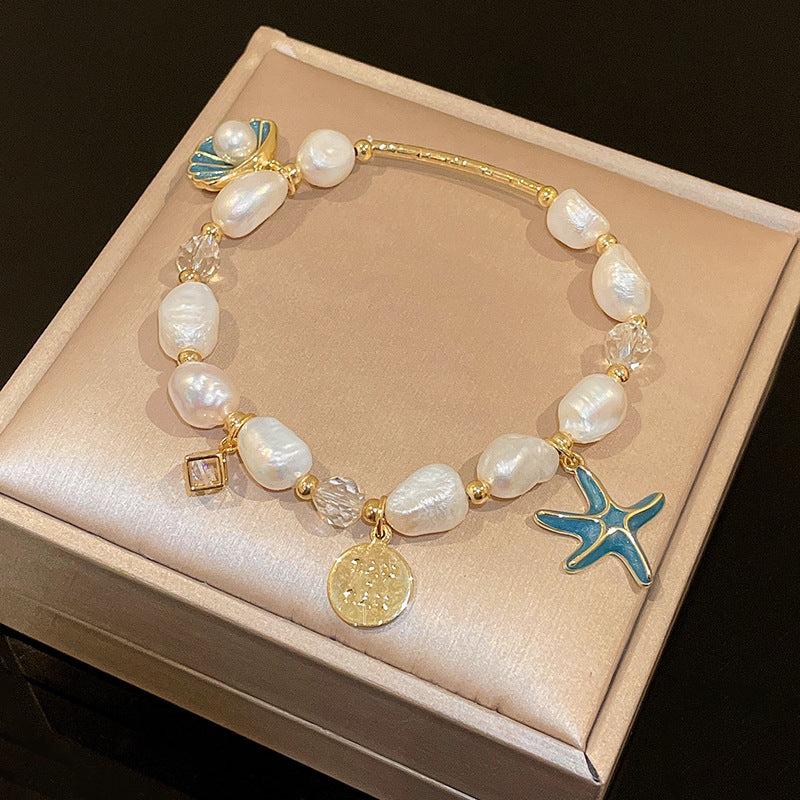 Semi Precious Crystal Love Pearl Bracelets