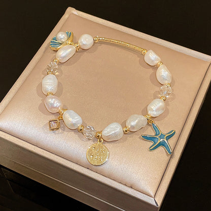 Semi Precious Crystal Love Pearl Bracelets