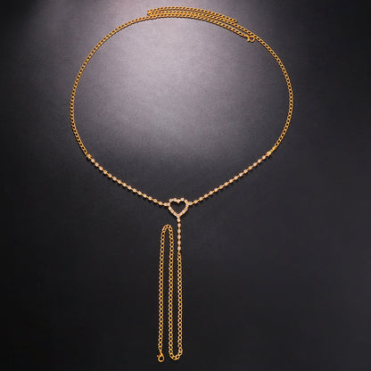 Whale Tale Rhinestone Heart Waist Chain