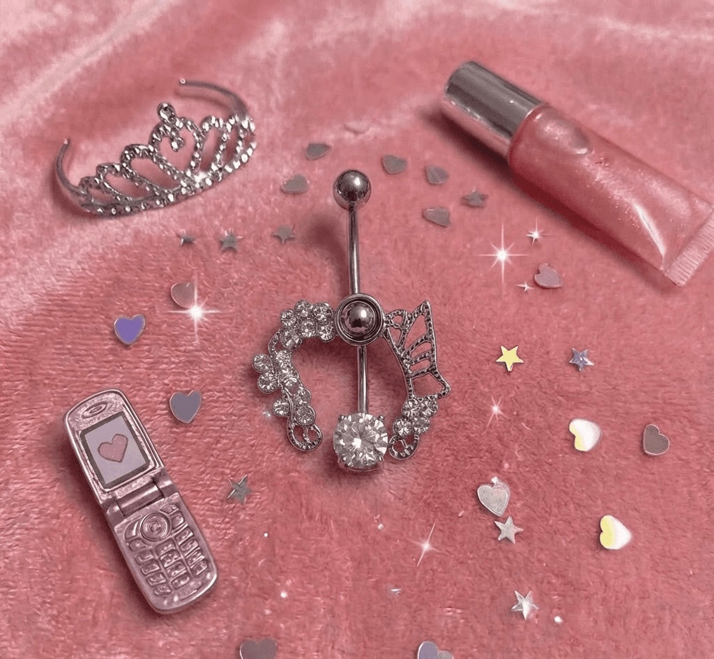 “Kitty” Rhinestone Navel Ring
