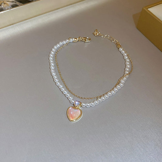 Semi Precious Crystal Love Pearl Bracelets