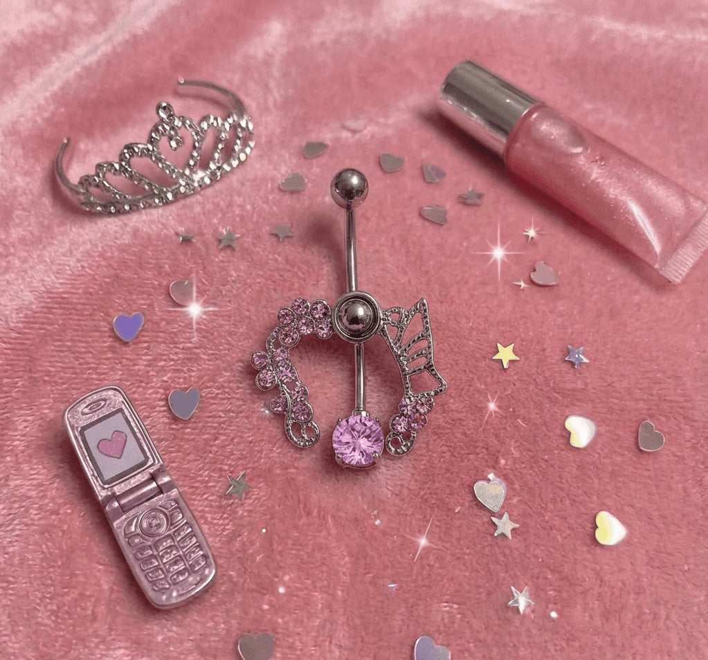 “Kitty” Rhinestone Navel Ring