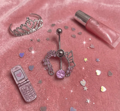 “Kitty” Rhinestone Navel Ring