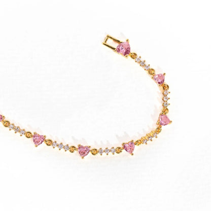 Gold Plated Bow Heart Crystal Rhinestone Bracelet