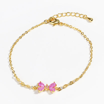 Gold Plated Bow Heart Crystal Rhinestone Bracelet