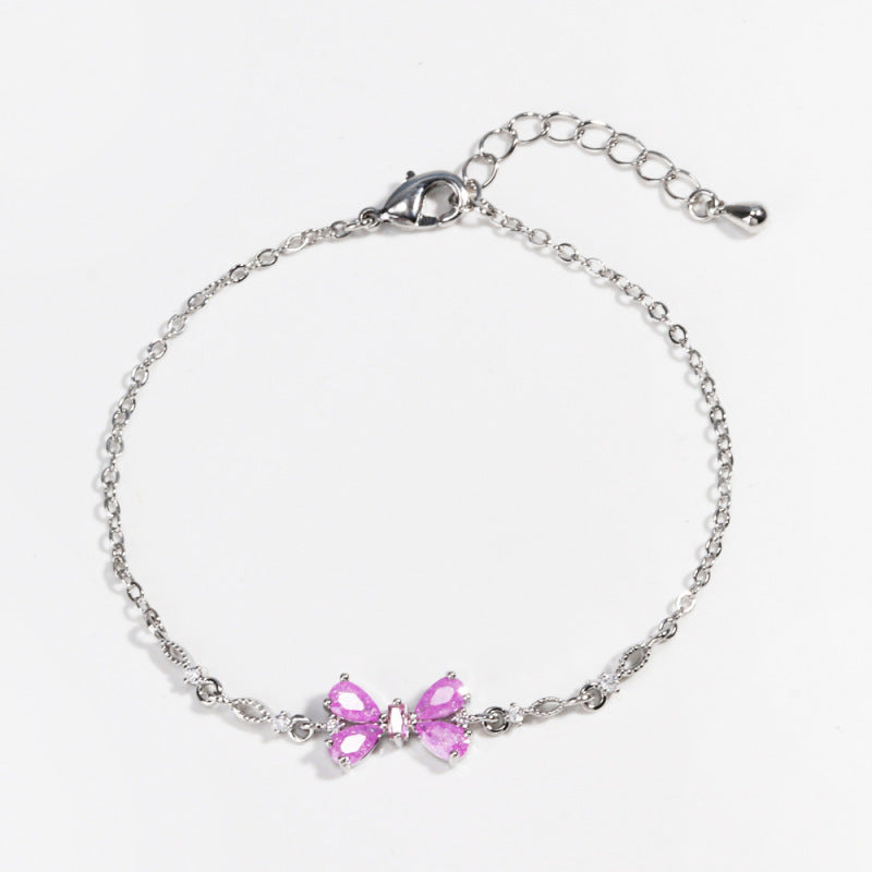 Gold Plated Bow Heart Crystal Rhinestone Bracelet