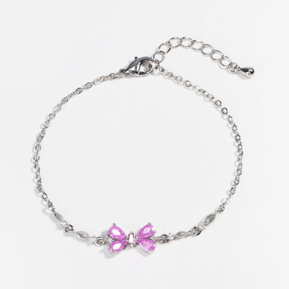 Gold Plated Bow Heart Crystal Rhinestone Bracelet
