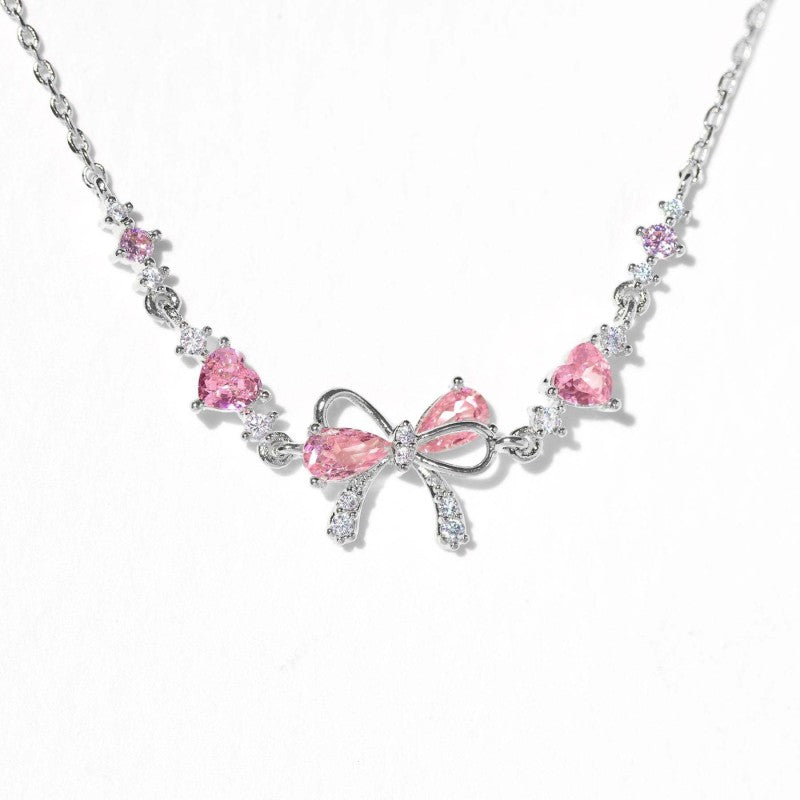 Gold Plated Bow Heart Crystal Rhinestone Bracelet