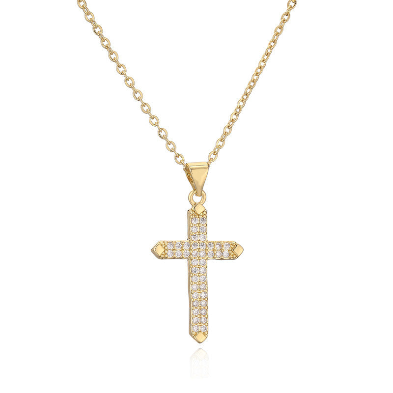 Turquoise Cross Necklace Clavicle Chain
