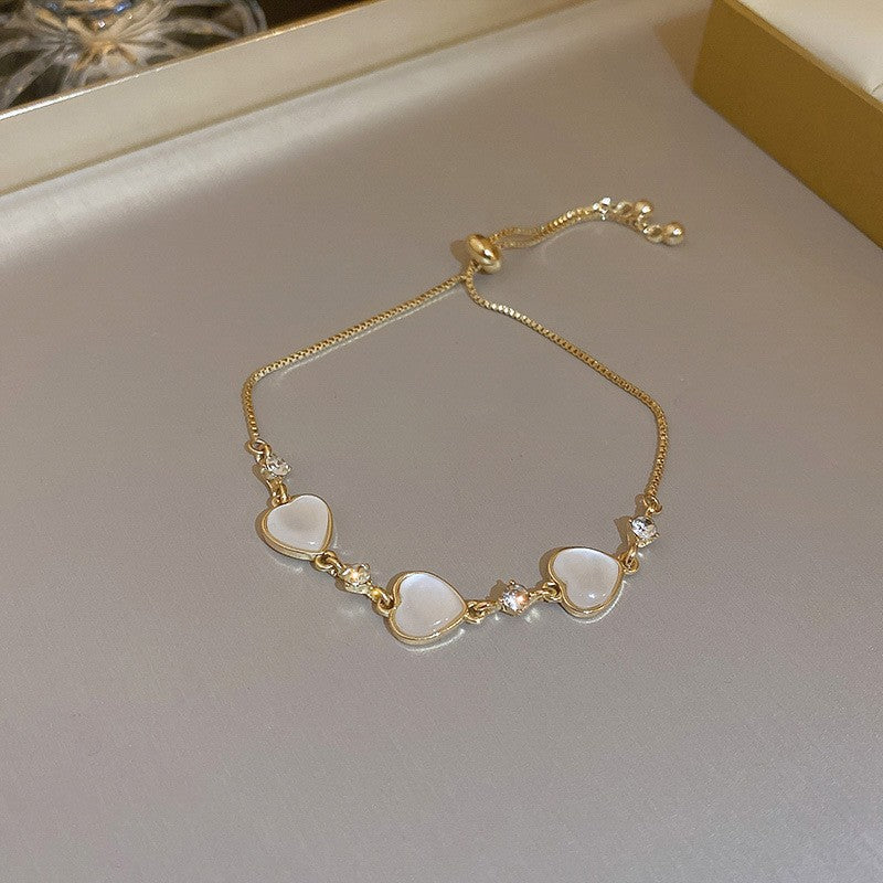 Semi Precious Crystal Love Pearl Bracelets