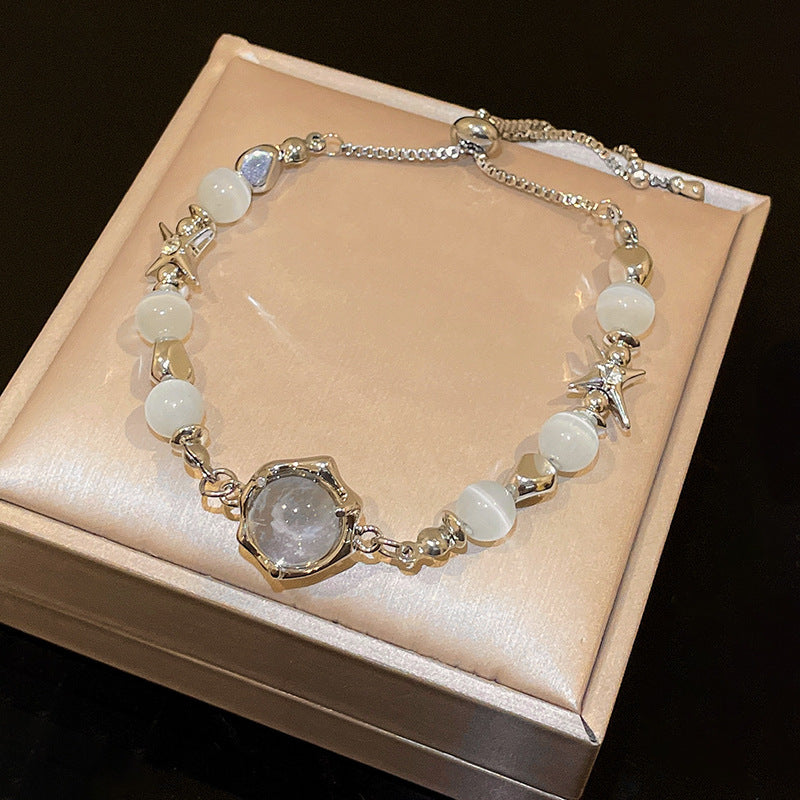 Semi Precious Crystal Love Pearl Bracelets